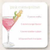 Cosmopolitischer Cocktail Rezept für Wasserfarben Getränkeuntersetzer (Vorderseite)