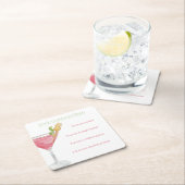 Cosmopolitischer Cocktail Rezept für Wasserfarben Rechteckiger Pappuntersetzer (Vor Ort)