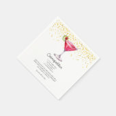 Cosmopolitischer Cocktail Rezeption Wasserfarbe Serviette (Ecke)