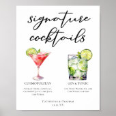 Cosmopolitisches Menü für Gin & Tonspur Cocktails Poster (Vorne)