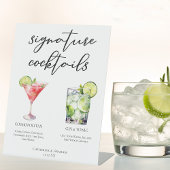 Cosmopolitisches Menü für Gin & Tonspur Cocktails Sockelschild