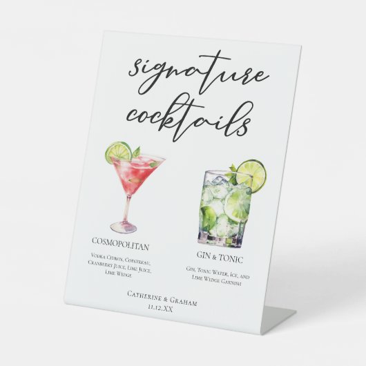 Cosmopolitisches Menü für Gin & Tonspur Cocktails Sockelschild (Vorderseite)