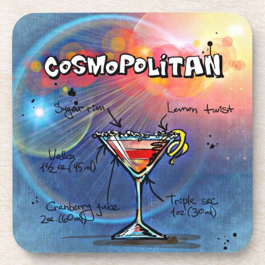 Cosmopolitisches Rezept Bar Blue Getränkeuntersetzer (Vorderseite)