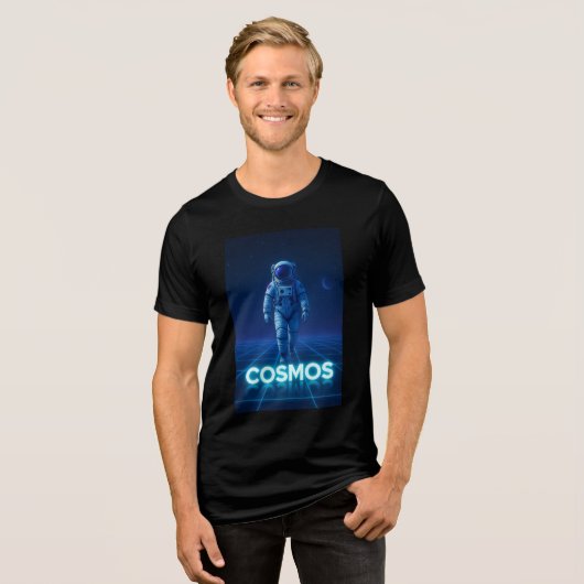 Cosmos Astronaut Neon Art Print | futuristisch Tri-Blend Shirt (Vorderseite voll)