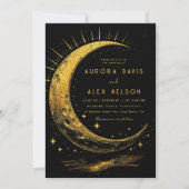 Cosmos Black Dreamy Mystical Moon Night Wedding Einladung (Vorderseite)