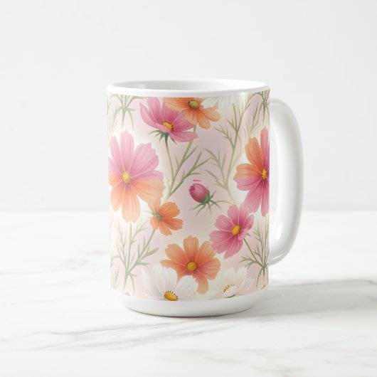 Cosmos Blossoms Pastel Harmony Kaffeetasse (VorderseiteRechts)
