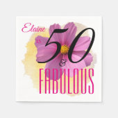 Cosmos-Blume auf Gelbpaint Splash 50 & Fabulous Serviette (Vorderseite)