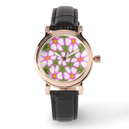 Cosmos-Blume-Muster Armbanduhr