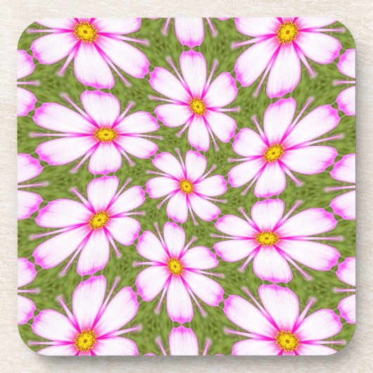 Cosmos-Blume-Muster Getränkeuntersetzer (Vorderseite)