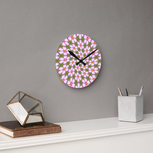 Cosmos-Blume-Muster Runde Wanduhr (Büro)