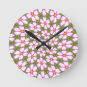 Cosmos-Blume-Muster Runde Wanduhr (Vorderseite)
