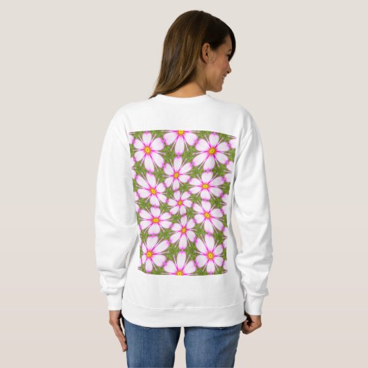 Cosmos-Blume-Muster Sweatshirt (Schwarz voll)