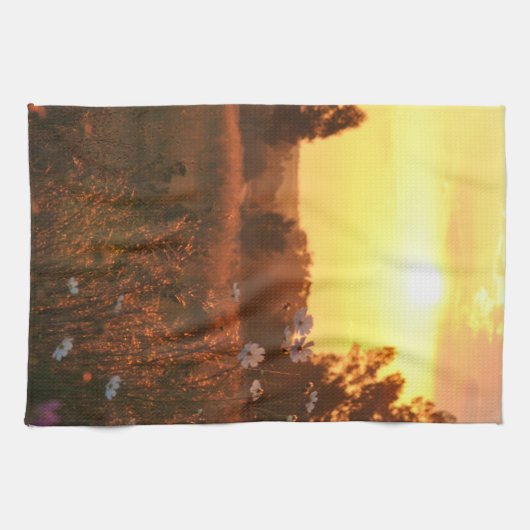 Cosmos-Blumen im Sonnenuntergang Geschirrtuch (Horizontal)