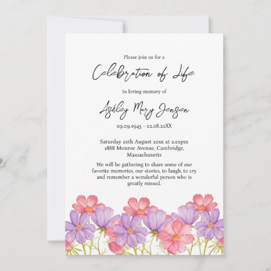 Cosmos Celebration of Life Funeral Einladung (Vorderseite)