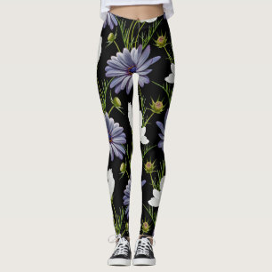 Cosmos Daisy Floral Nahtlose Collage Leggings