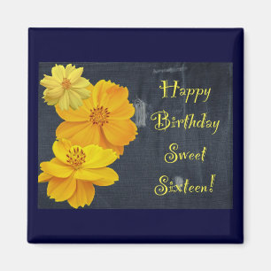 Cosmos Floral Birthday 16 . Geburtstag Magnet