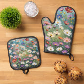 Cosmos Garden Abstrakt Ofenhandschuh & Topflappen-Set (Oben Unten)