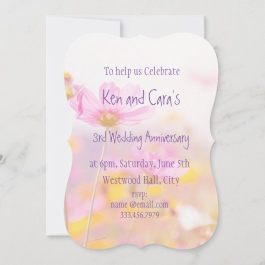 Cosmos Garden Blume zum Hochzeitstag Einladung (Rückseite)