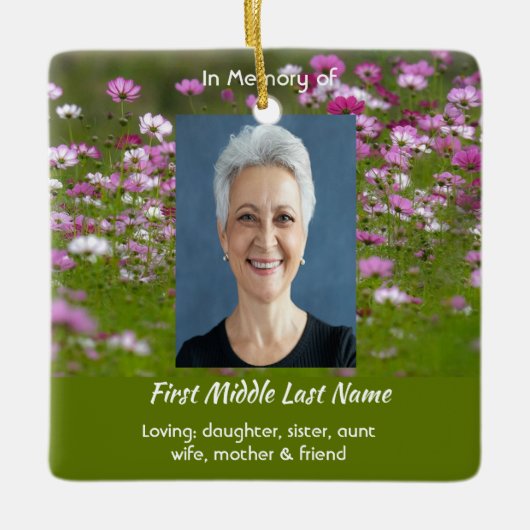 Cosmos Garden Flowers Memorial Keepsake  Keramikornament (Vorderseite)