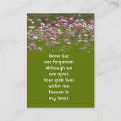 Cosmos Garden Flowers Memorial Keepsake Visitenkarte (Rückseite)