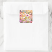Cosmos Garden mit Text Quadratischer Aufkleber (Tasche)