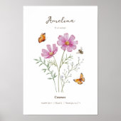 Cosmos-Geburtsmonats-Blumenposter Poster (Vorne)