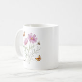 Cosmos-Geburtsmonatsblume Kaffeetasse (Vorderseite Links)