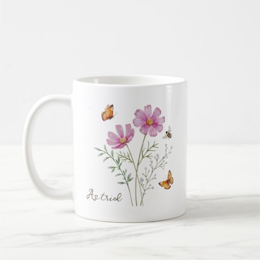 Cosmos-Geburtsmonatsblume Kaffeetasse (Links)