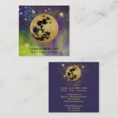 *~* Cosmos Gold Moon Aurora Glitzer Stars Quadratische Visitenkarte (Vorne/Hinten)