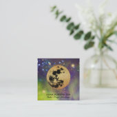*~* Cosmos Gold Moon Aurora Glitzer Stars Quadratische Visitenkarte (Stehend Vorderseite)