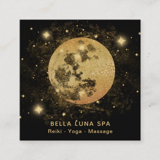 *~* Cosmos Gold Moon Glitzer Stars Shaman Quadratische Visitenkarte (Vorderseite)
