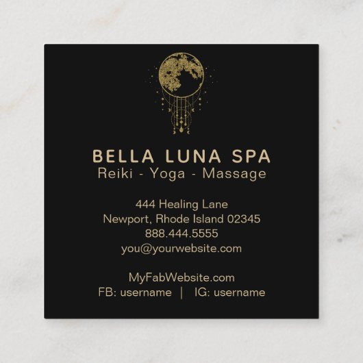~ Cosmos Gold Moon Shaman - Lunar Quadratische Visitenkarte (Rückseite)