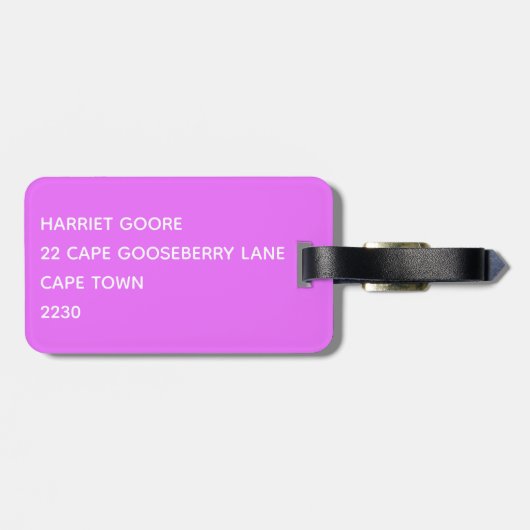 Cosmos lila Farbname Gepäckanhänger (Rückseite horizontal)