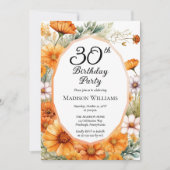 Cosmos | Marigolds Floral 30th Birthday Party Einladung (Vorderseite)