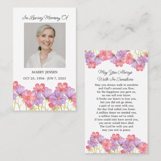 Cosmos Memorial Photo Funeral Prayer Card Visitenkarte (Vorne/Hinten)
