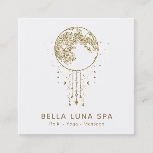 *~* Cosmos Moon Shaman Lunar Gold Quadratische Visitenkarte (Vorderseite)