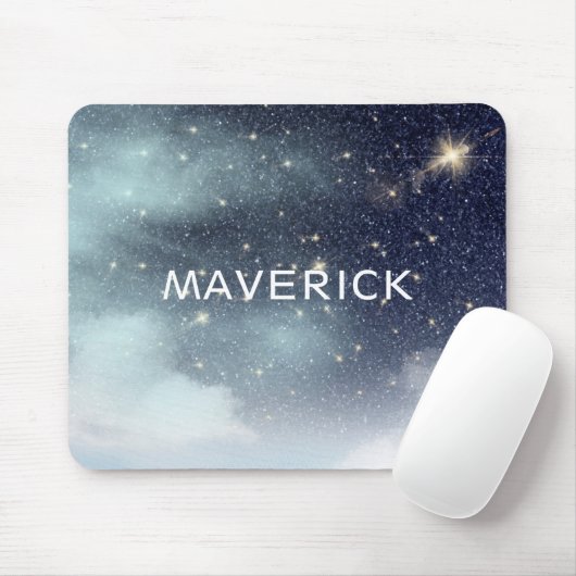 Cosmos Night Sky Stars Dark Blue Personalisiert Mousepad (Mit Mouse)