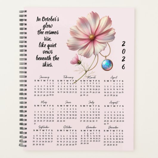 Cosmos & Opal Oktober-Verse – 2026 Volljahr Planer (Vorderseite)