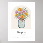 Cosmos Ringelblume Oktober Geburtsmonatsblumenpost Poster (Vorne)