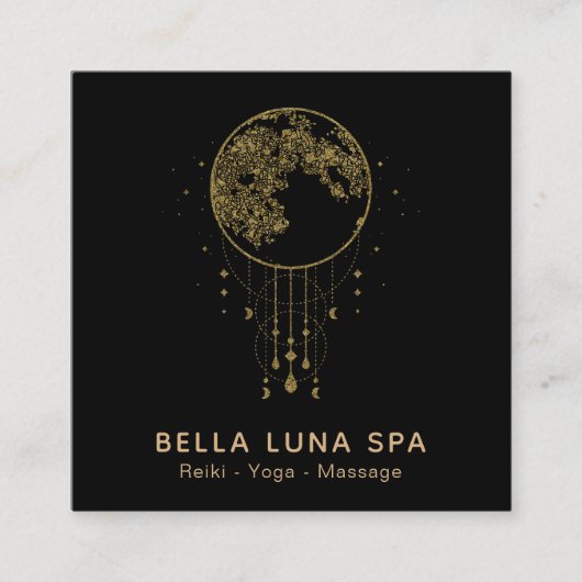 ~ Cosmos Shaman Lunar Gold Moon Quadratische Visitenkarte (Vorderseite)