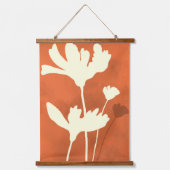 Cosmos Silhouette mit orangefarbenem Hintergrund Wandteppich Mit Holzrahmen (Vorderseite)