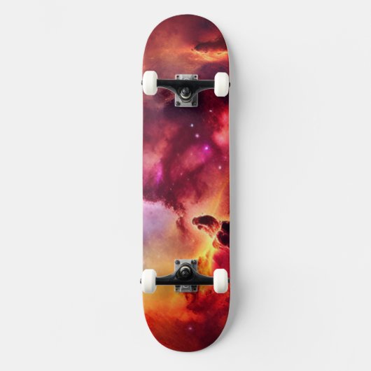 Cosmos Space Sky Roter Nebel Skateboard (Vorderseite)