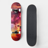 Cosmos Space Sky Roter Nebel Skateboard (Vorderseite)