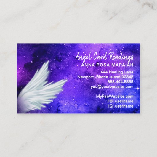 *~* Cosmos Stars Blue Galaxy Angel Wings Universe Visitenkarte (Rückseite)