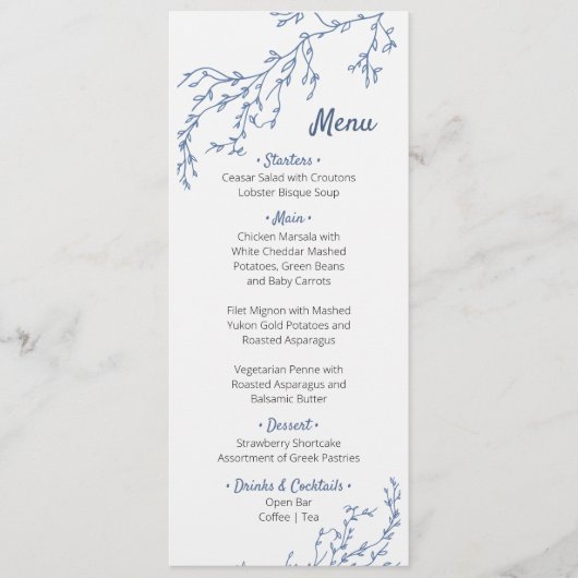 Cosmos-Taufmenü Menükarte (Vorderseite)