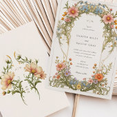 Cosmos Wildblumen Jugendstil Hochzeit Einladung