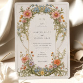 Cosmos Wildblumen Jugendstil Hochzeit Einladung