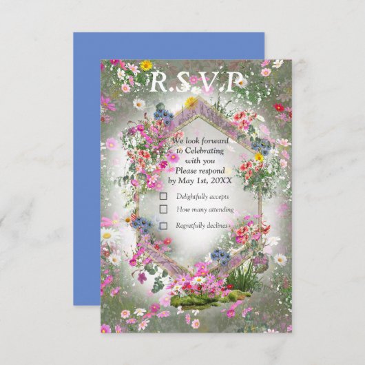 Cosmos Wilderness Wild-Blume RSVP Karte (Vorne/Hinten)