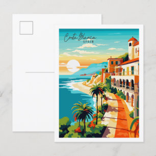 Costa Blanca Spanien Vintage-Reiseillustration Postkarte