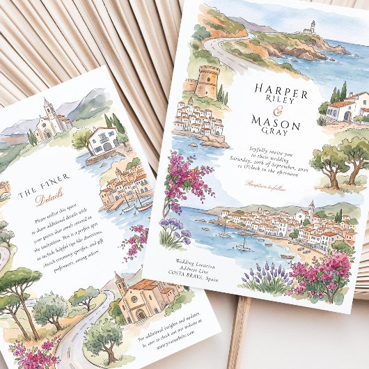 Costa Brava Cadaques Tossa de Mar Hochzeit Einladung